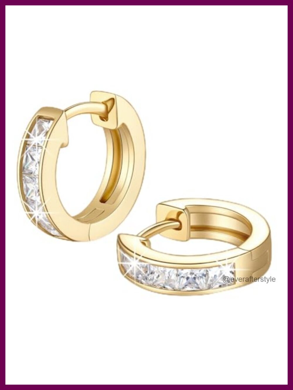 14k Gold Plated Huggie Hoop Earrings Women Cubic Zirconia